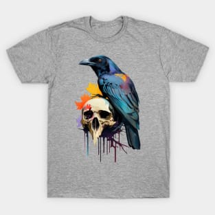 Crow with Scull Halloween Gothic T-Shirt